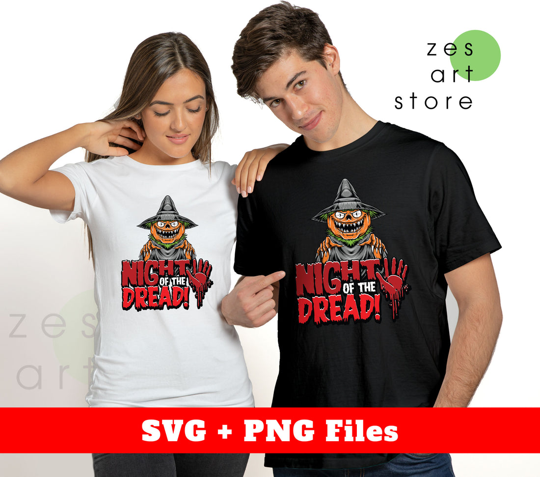 Experience a night of terror with our Night Of The Dread Halloween Party digital files. Featuring a creepy horror pumpkin design in high-quality Png sublimation format, these digital files will take your Halloween party to the next level. Perfect for adding a spooky touch to invitations, decorations, and more.