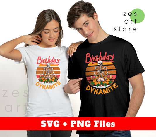 Celebrate in style with our Birthday Dynamite Retro Skeleton Retro Birthday Digital Files Png Sublimation! This explosive pack includes digital files in PNG format, perfect for creating retro-themed designs. Add some retro flair to your next birthday celebration with our high-quality sublimation files.