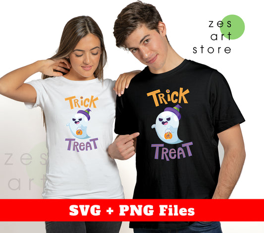 Trick Or Treat, Ghost Halloween, Happy Halloween, Digital Files, Png Sublimation