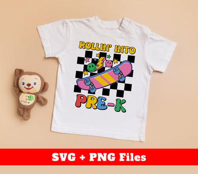 Get your little one ready for Pre-K with this cute back-to-school design! Featuring a skateboarding theme, these digital files come in PNG format for easy sublimation. Perfect for rolling into the new school year in style.