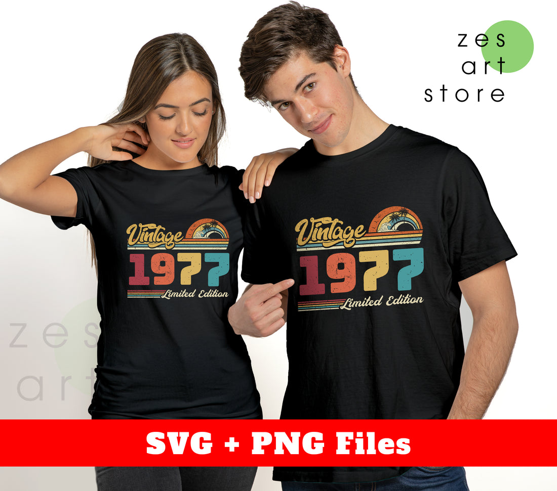 Unlock the past with our Vintage 1977 Retro Birthday Limited Edition Digital Files. Celebrate with a unique retro design, perfect for any 1977 birthday. High-quality Png Sublimation format makes this product perfect for digital use. Own a piece of history today.