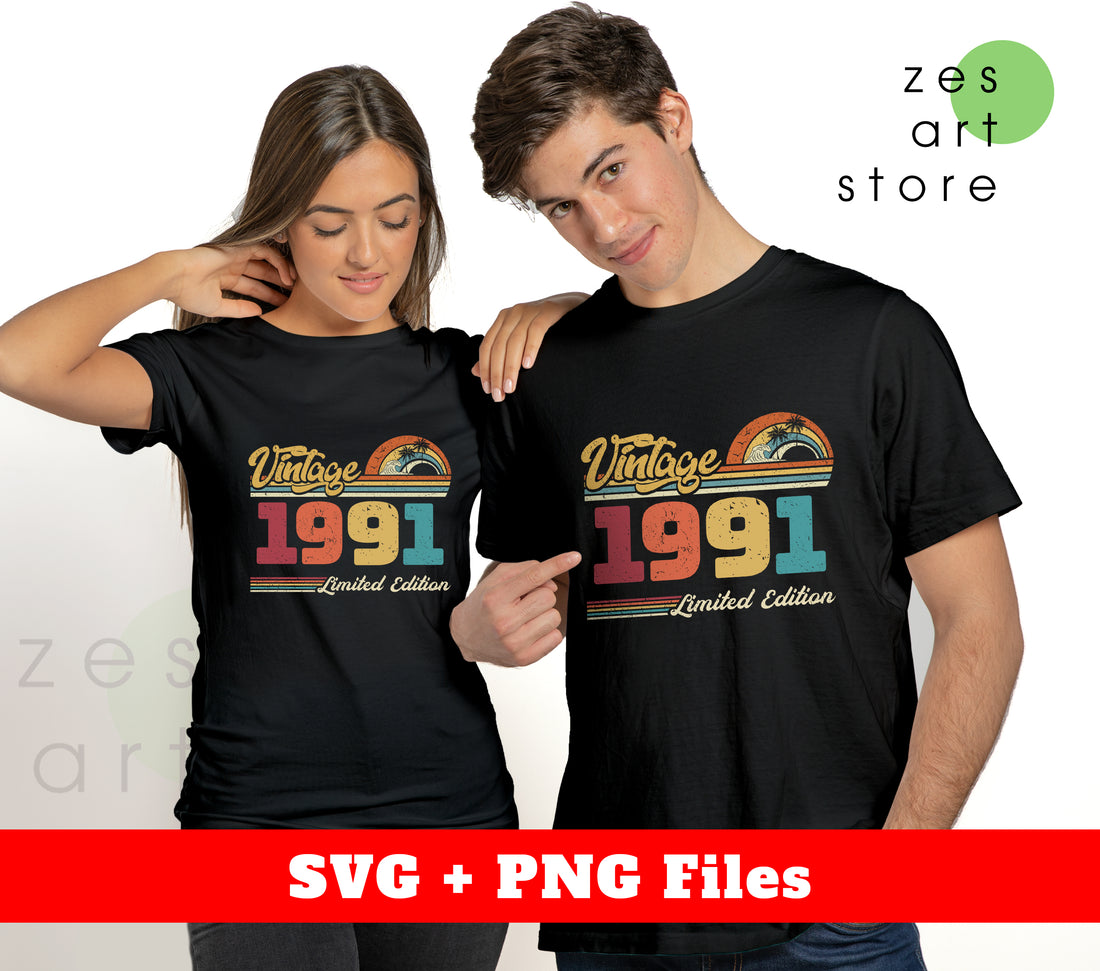 Celebrate your special day with our Vintage 1991, Retro 1991 Birthday, and 1991 Limited Edition digital files. Perfect for sublimation and adding a touch of nostalgia to your designs. Commemorate this milestone year with our high-quality PNG files.