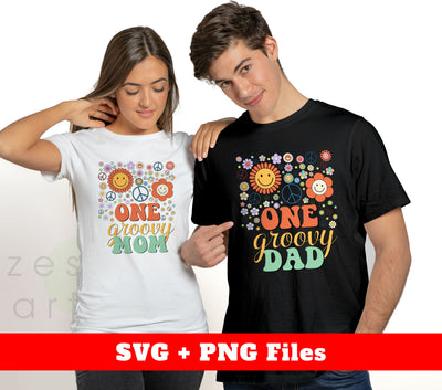 One Groovy Mom, One Groovy Dad, Family Groovy, Digital Files, Png Sublimation