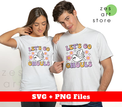 Let's Go Ghouls, Flying Boo, Cute Ghouls Halloween, Digital Files, Png Sublimation