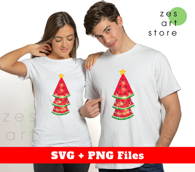 Watermelon In Christmas Tree, Merry Christmas, Digital Files, Png Sublimation