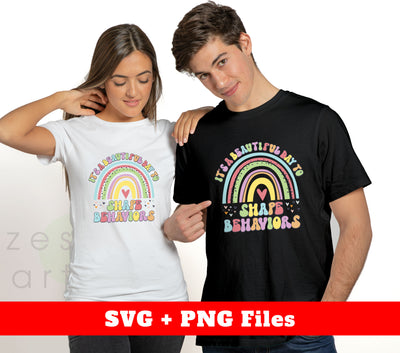 It's A Beautiful Day To Shape Behaviors, Groovy Rainbow, Digital Files, Png Sublimation