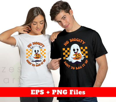 No Diggity Bout To Bag It Up, Groovy Ghost, Cute Ghouls, Digital Files, Png Sublimation