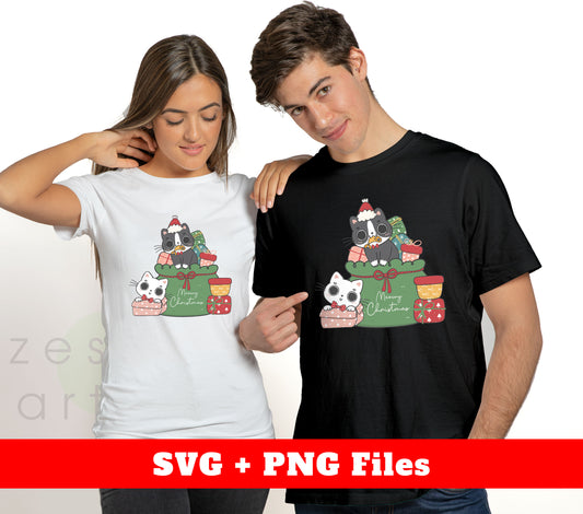 Cute Cats In Merry Christmas, Christmas Gift, Cute Cats, Digital Files, Png Sublimation