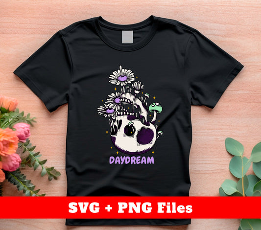 Daydream, Skull Grow Daisy, Psychology Skull, Daisy Dream, Digital Files, Png Sublimation