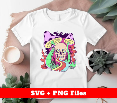 Skull With Mushroom, Psychology Skull, Psychology Mushroom, Digital Files, Png Sublimation