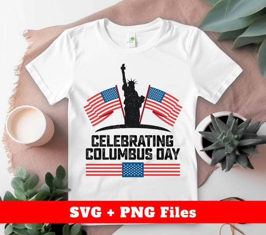 Celebrate Columbus Day with this beautiful Columbus's Day boat design featuring the American flag. Perfect for crafting projects, these high-quality SVG and PNG files are sure to elevate your designs and add a touch of patriotism.