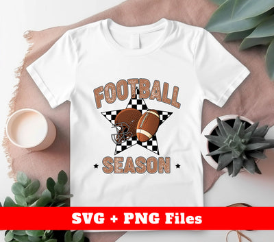 "Transform your sports gear with these Football Season, Rugby Lover, and American Football themed SVG and PNG files. Enhance your game with original designs and show off your love for the sport. Perfect for creating personalized accessories or team apparel."