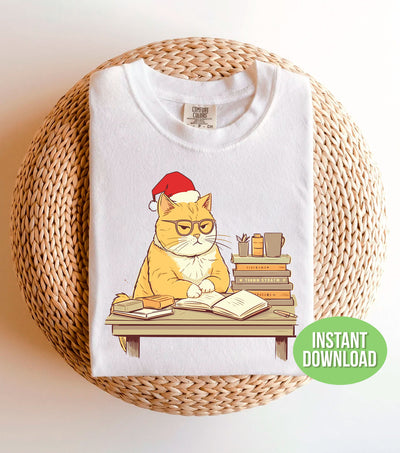 Angry Cat, Christmas Cat, Cat Love Book, Love Cat And Book, Trendy Christmas, PNG For Shirt, Png Sublimation