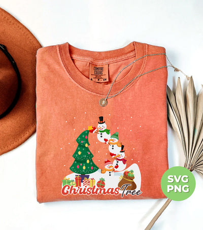 Christmas Tree, Snowman Build Xmas Tree, Snowman Family, Digital Files, Png Sublimation