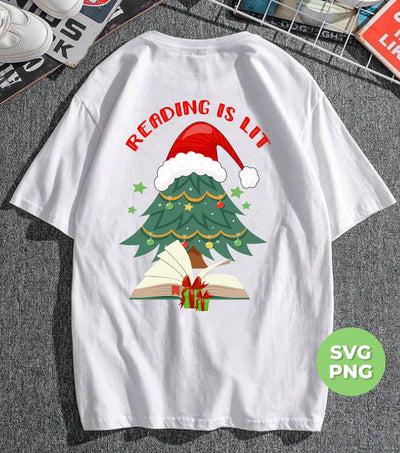 Reading Is Lit, Christmas Tree, Christmas Book, Digital Files, Png Sublimation