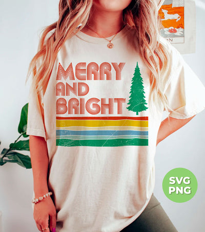 Merry And Bright, Retro Christmas, Love Christmas, Digital Files, Png Sublimation