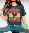 Just A Boy Who Loves Chickens, Retro Chicken Lover, Digital Files, Png Sublimation