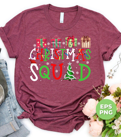 Christmas Squad, Christmas Gift Box, Xmas Light With Gift Box, Digital Files, Png Sublimation