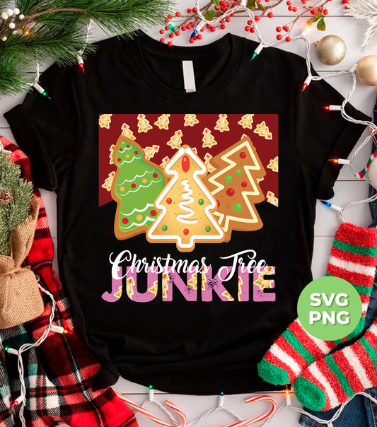 Christmas Tree Junkie, Xmas Tree Gingerbread, Gingerbread Lover, Digital Files, Png Sublimation