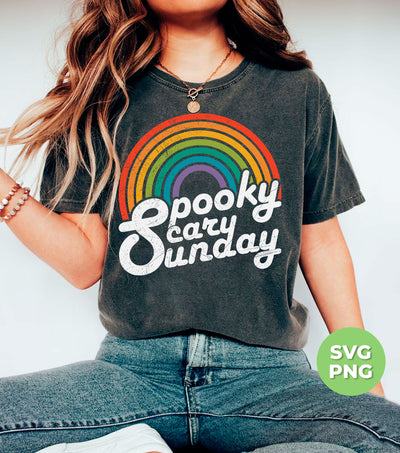 Spooky, Scary, Sunday, Rainbow Spooky, Retro Scary, Digital Files, Png Sublimation