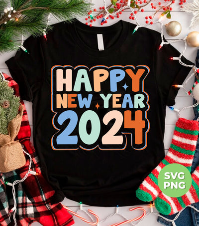 Happy New Year, 2024 New Year, Bling New Year, Blink 2024, Png Sublimation