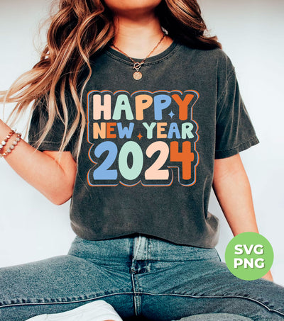 Happy New Year, 2024 New Year, Bling New Year, Blink 2024, Png Sublimation