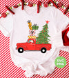 Red Car Bring Xmas Tree And Gift Boxes, Christmas Tree, Trendy Christmas, Png Sublimation