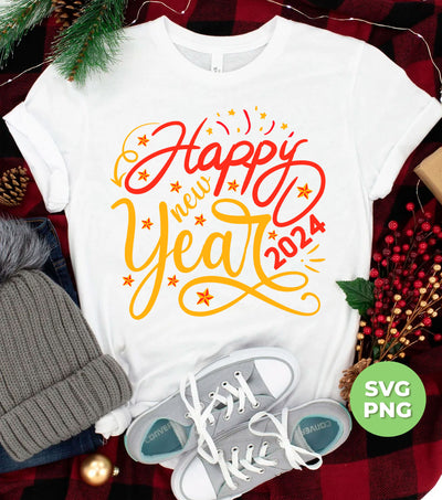 Happy New Year 2024, 2024 New Year, Fireworks, Happy New Year, Png Sublimation