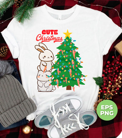 Cute Bunny, Carrot On Xmas Tree, Bunny Christmas, Trendy Christmas, Png Sublimation