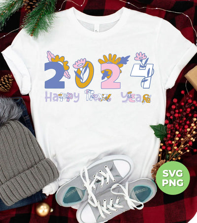 2024 New Year, Flower Lover, Happy New Year, Png Sublimation