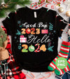 Good Bye 2023, Hello, 2024, Say Hello 2024, Happy New Year, Png Sublimation