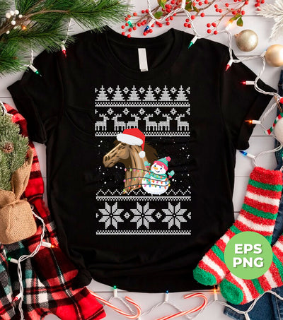 Horse Xmas, Horse With Snowman, Xmas Pattern, Trendy Christmas, Png Sublimation