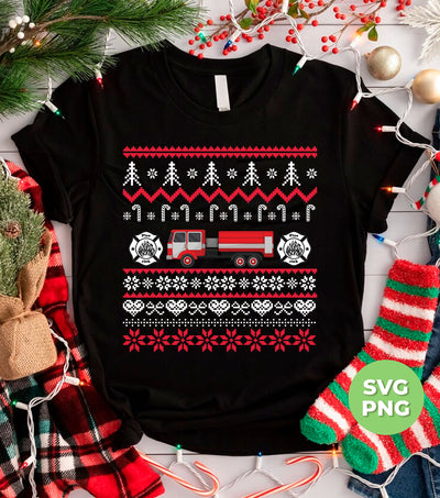 Christmas Truck, Xmas Pattern, Firefighter Xmas, Trendy Christmas, Png Sublimation