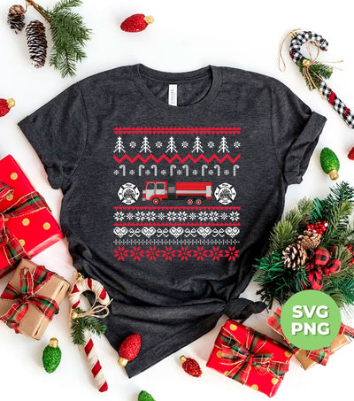 Christmas Truck, Xmas Pattern, Firefighter Xmas, Trendy Christmas, Png Sublimation