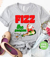 Fizz The Season, Santa Skiing By Champagne Bottle, Trendy Christmas, Png Sublimation