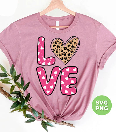 Love Heart Design, Leopard Pattern, Valentine's Day, Trendy Valentine, Png Sublimation