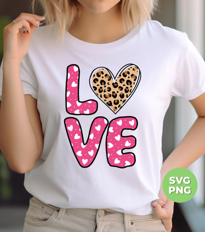 Love Heart Design, Leopard Pattern, Valentine's Day, Trendy Valentine, Png Sublimation