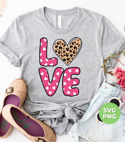 Love Heart Design, Leopard Pattern, Valentine's Day, Trendy Valentine, Png Sublimation