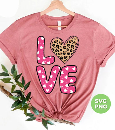 Love Heart Design, Leopard Pattern, Valentine's Day, Trendy Valentine, Png Sublimation