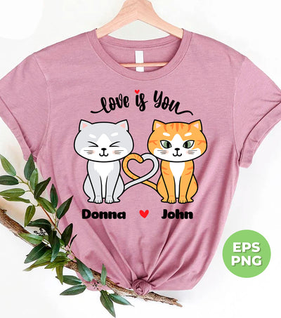 Custom Name Valentine, Cat Couple, Personalized Name Couple, Digital Files, Png Sublimation