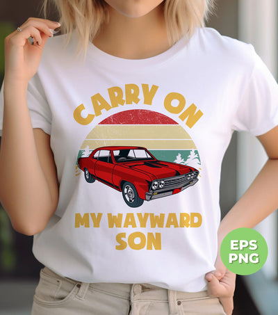 Carry On My Wayward Son, Red Car, Classic Car, Digital Files, Png Sublimation