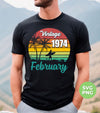 Vintage 1974 February, Retro Birthday, Summer Vibes, Digital Files, Png Sublimation