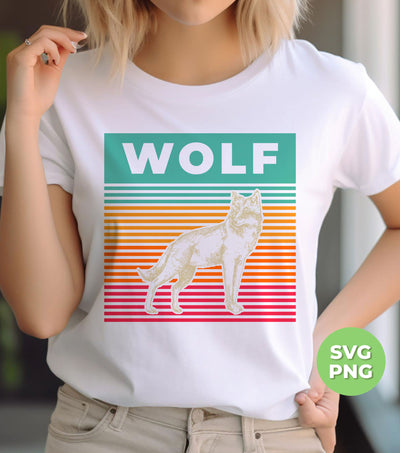 Retro Wolf, Love Wolf, Wolf Silhouette, Wolf Lover, Digital Files, Png Sublimation