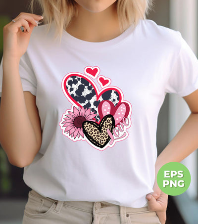 Love Heart, Valentine Heart, Pink Heart, Pink Sunflower, Leopard Heart, Digital Files, Png Sublimation