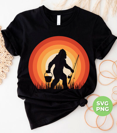 Big Foot Silhouette, Retro Big Foot, Big Foot Fishing, Digital Files, Png Sublimation