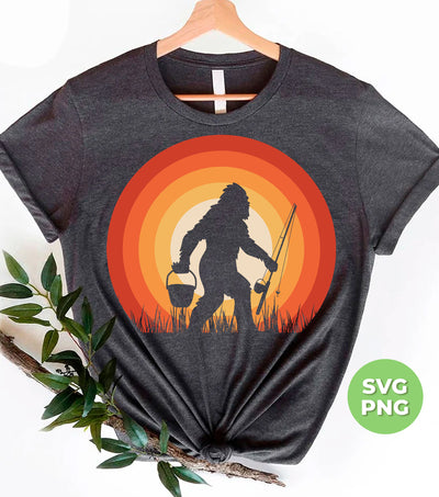 Big Foot Silhouette, Retro Big Foot, Big Foot Fishing, Digital Files, Png Sublimation