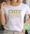 Chef Nutrition Facts, Serving Size For 1 Amazing Chef, Digital Files, Png Sublimation