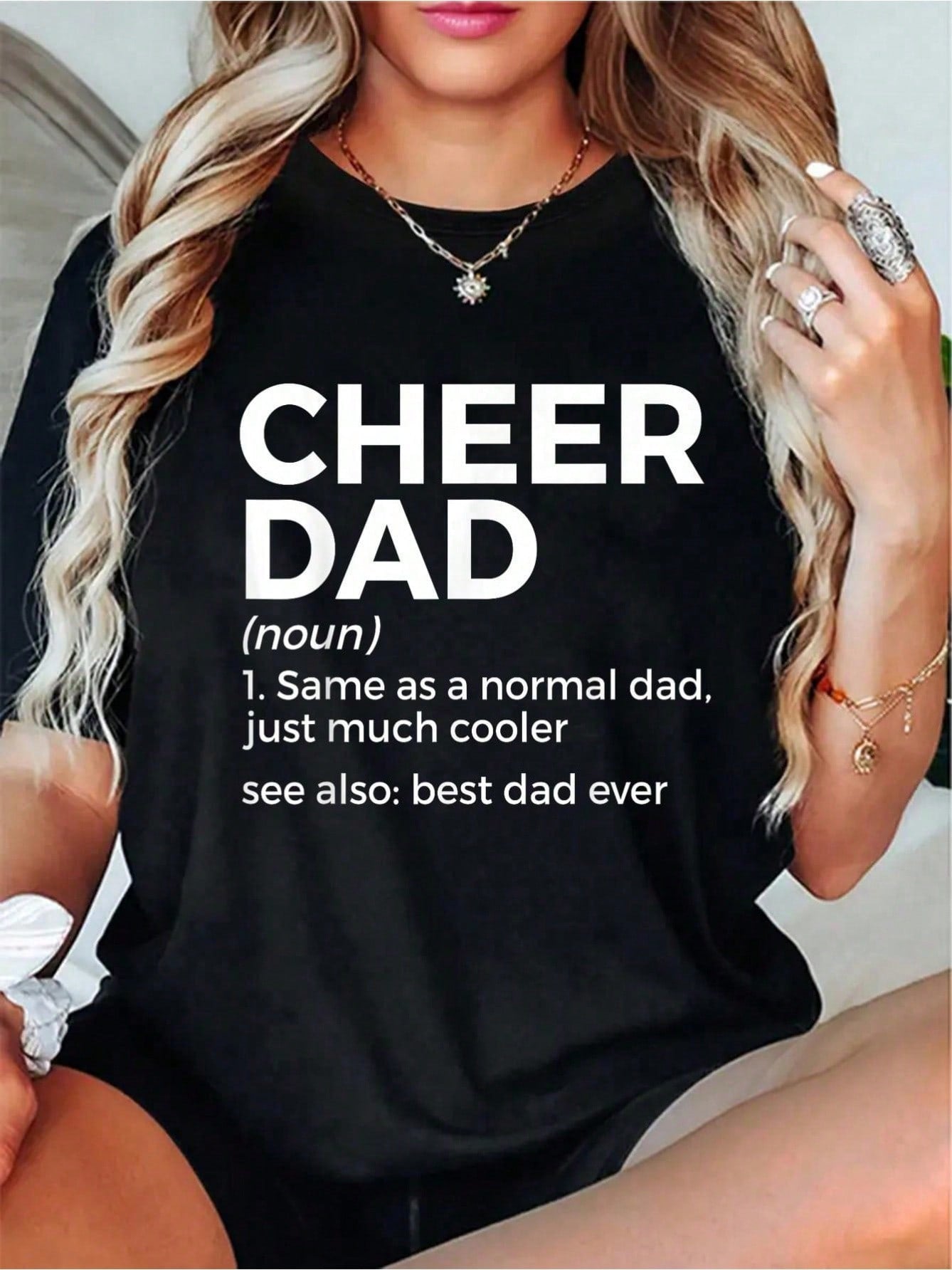 This 100% cotton t-shirt is not only soft and comfortable, but it's also the ultimate choice for the ultimate cheer dad! With the words "Best Dad Ever" written across the front, everyone will know who to cheer for. Perfect for casual wear or outdoor fun with your favorite cheer squad!