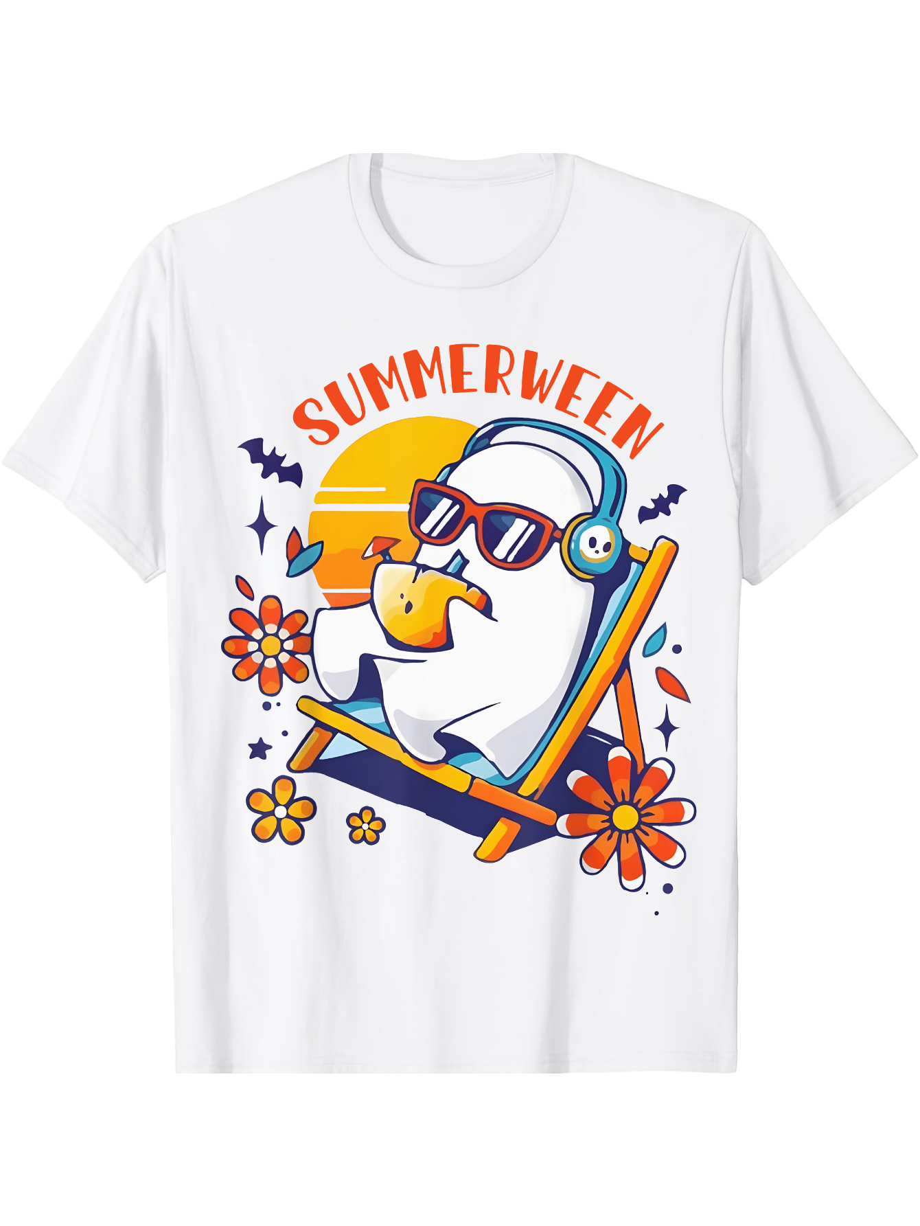 Celebrate summer with a playful twist in this unisex cotton graphic tee featuring a ghost relaxing on a beach chair during Summerween. Soft and breathable, it’s perfect for casual parties and sunny days, adding a fun, spooky vibe to your warm-weather wardrobe.