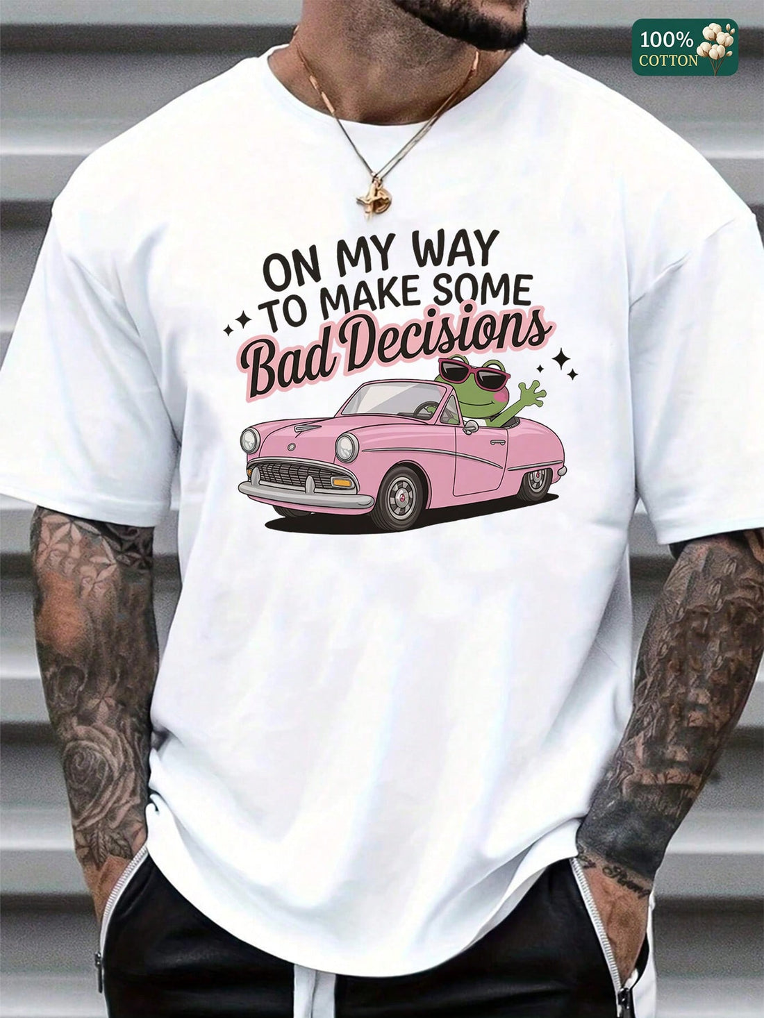 This unisex graphic tee boldly declares your adventurous spirit with the playful slogan "On My Way to Make Some Bad Decisions." Made from 100% breathable cotton, it’s perfect for keeping cool on sunny summer days while adding a fun twist to your casual wardrobe. Whether you're out with friends or just embracing carefree vibes, this shirt combines comfort and cheeky style effortlessly.